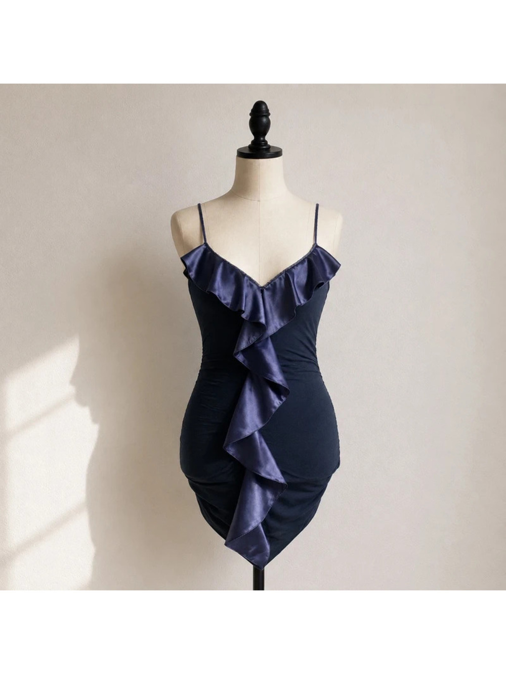 Love & Love Purple Ruffle Bodycon Cocktail Dress Size S Satin Trim Party Dress